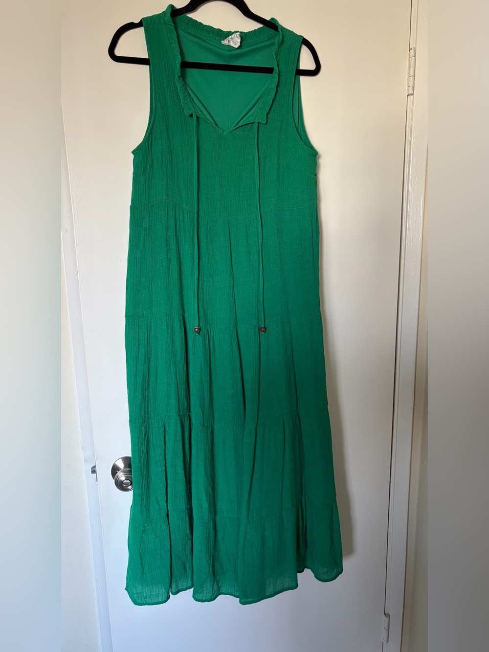 NAIF Emerald Green Sleeveless Tiered Maxi Dress